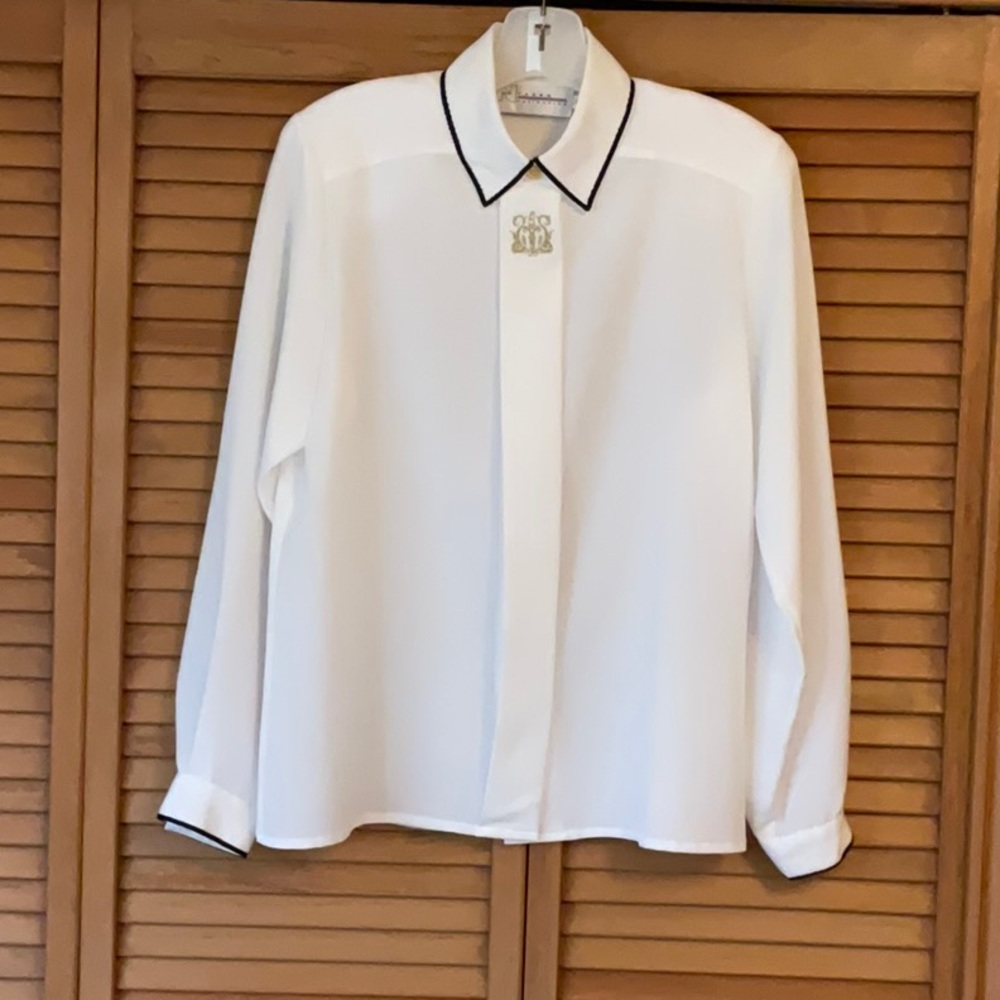 Vintage NYGÅRD Collection Embellished Ivory Blouse